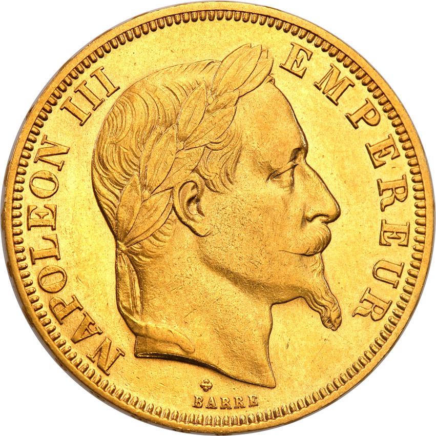 Francja. Napoleon III (1852-1870). 50 franków 1867 BB, Strassbourg - RZADKIE